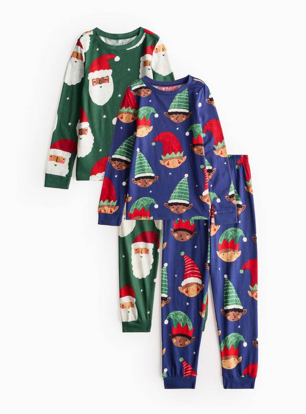 Christmas Santa & Elf Printed Pyjamas 2 Pack 1-1.5 years